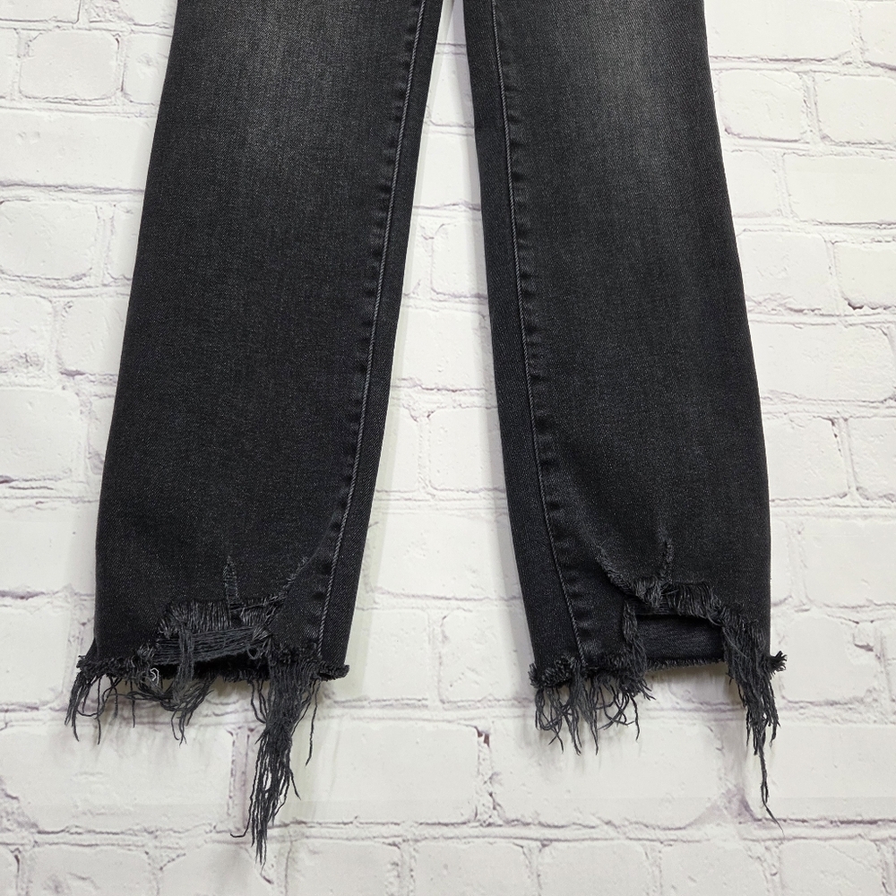 Good American Washed Out Black Distressed Hem Jeans - Picture 2 of 11